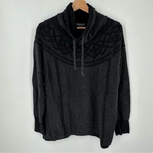 Eddie Bauer Cowl Neck Ski Sweater Women Size XL Gray Outdoors Casual Pullover